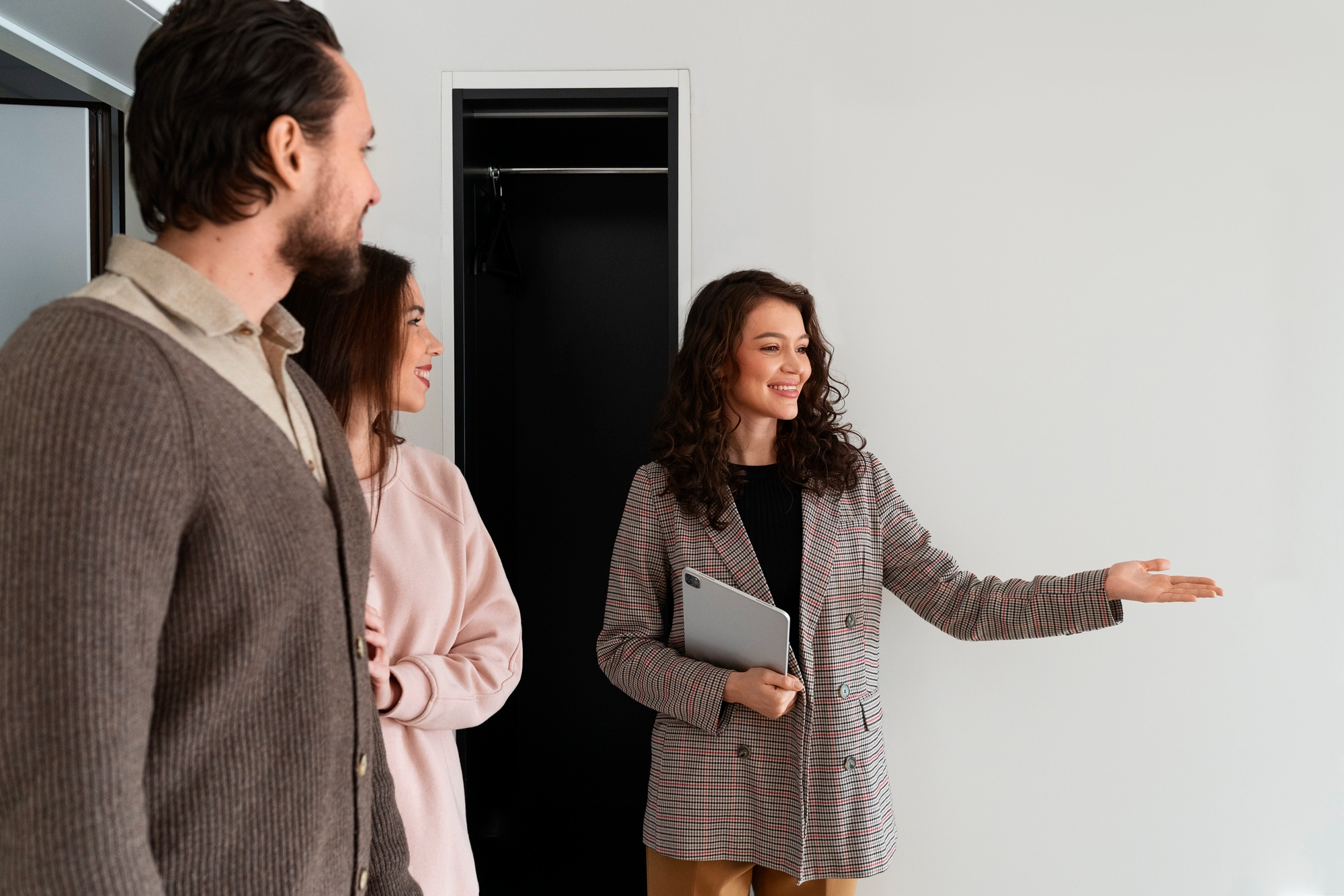 An agent showing a rental home