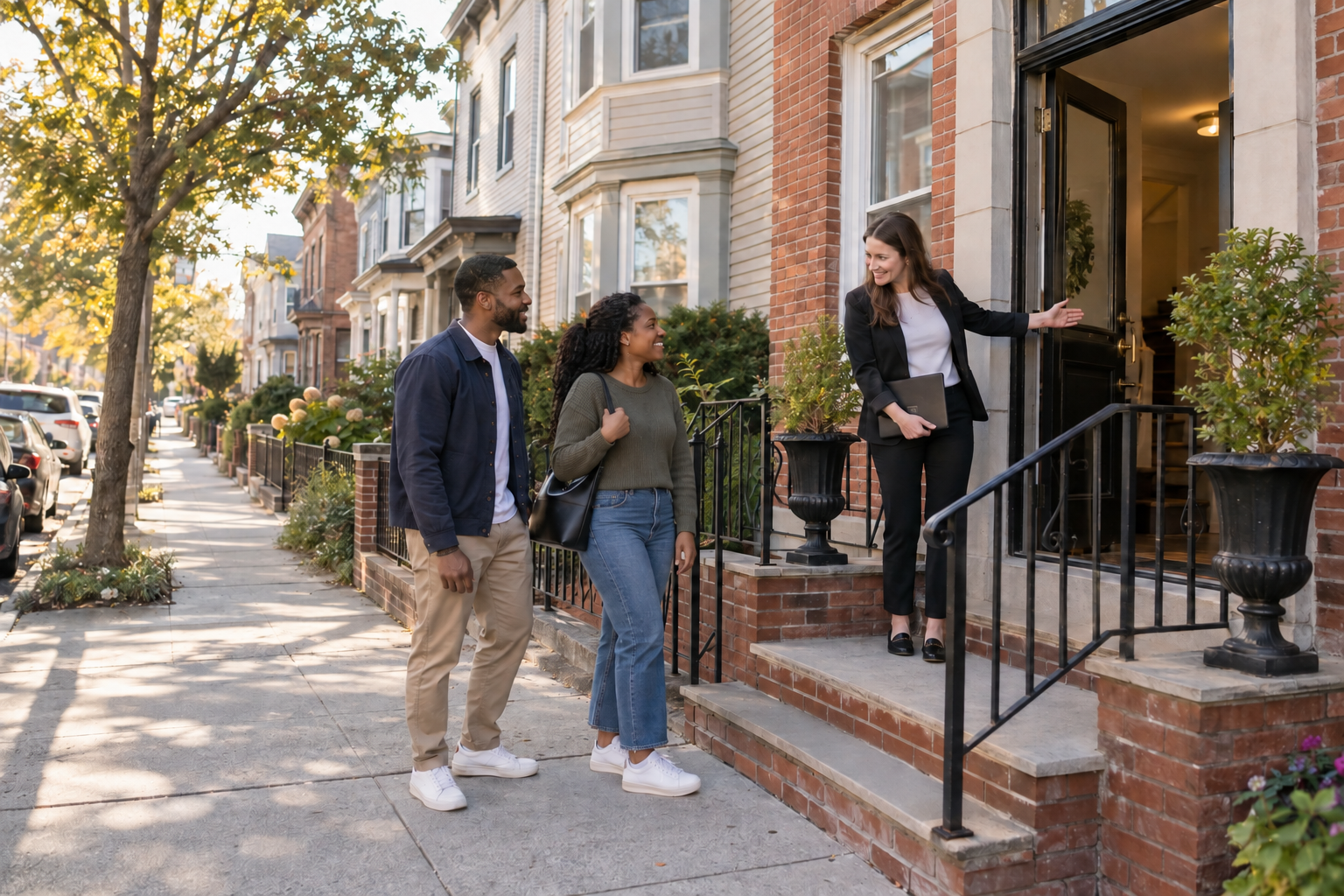 A couple welcomed at their new rental home